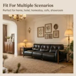 Mid- Chesterfield Genuine Leather Sofa Set Vintage Tufted 3-seater Sponge Cushions Foldable Arms Ash Wood Legs For Gym - Image 3