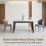 Modern Sintered Stone Dining Table With Carbon Steel Base Waterproof & Durable Rectangular/round/extendable For Home & Hotel Use
