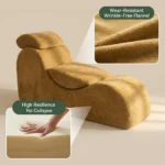 Multi-functional Modern Yoga Lounge Chair Set Compressible Velvet Extendable Tufted Foam Recliner - Image 6