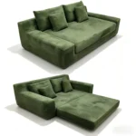 Skin-like Dog Pull-out Convertible Compressed Sofa Corduroy Velvet Frameless Extendable Vacuum Packed Modern 2-in-1 Sofa Bed Set