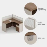 Series L-shaped Modular Office Cubicle Desk Corner Workstation Frosted Slat Glass Partition Lockable Mobile Office Building - Image 5