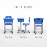 Modern Plastic Adjustable Student Desk Chair Set Blue School Classroom Study Desk Pen Slot Cup Holder Workshop Use Headtree - Image 5