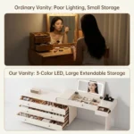 Modern Vanity Desk Drawers Adjustable Makeup Table Led Mirror Mdf Dressing Table Storage Cabinet For Hotel Living Room Bedroom - Image 6