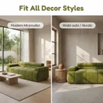 Quilted Grid Compressed Straight Sofa,Velvet Frameless Couch,Vacuum Packed Modern Living Room Sofa - Image 4