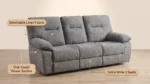 Power Recliner Sofa Set,Breathable Fabric & Tech Faux Leather Optional,1 Seater 2 Seater 3 Seater Electric Recliner Sofa - Image 4