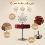 Modern Eco-friendly Vanity Desk Drawers Adjustable Makeup Table Led Mirror Mdf Dressing Table Storage Cabinet Hotel Living Room - Image 4