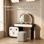 Modern Vanity Desk Drawers Adjustable Led Mirror Makeup Table Mdf Dressing Table Storage Cabinet For Hotel Living Room Bedroom