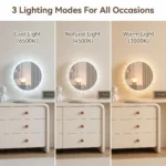 Modern Vanity Desk Drawers Adjustable Makeup Table Led Mirror Mdf Panel Dressing Table Storage Cabinet For Hotel Living Room - Image 6