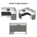 L-shaped Modular Office Cubicle Desk Corner Workstation Frosted Slat Glass Partition Eco-friendly Modern Password Lock Mobile - Image 5