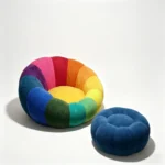 Modern Rainbow Petal Extendable Lazy Sofa Set Creative Rectangular Leisure Single Sofa Chair With Ottoman Living Room Furniture