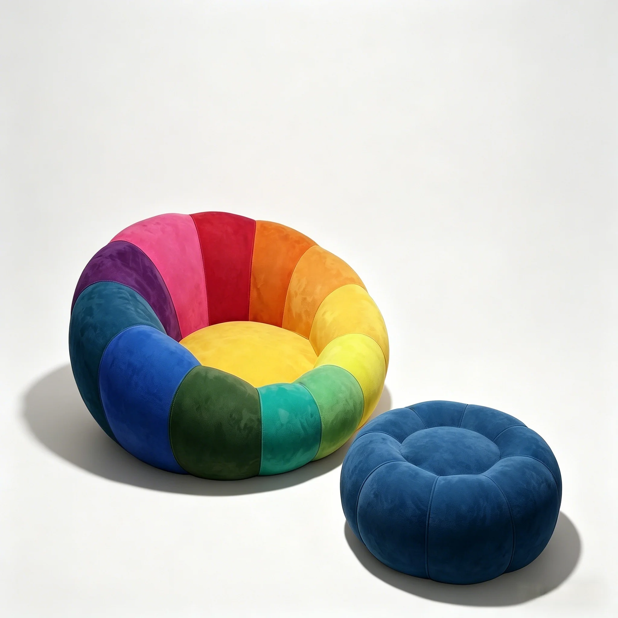 H3932497bdd474218adcff1f6b870f000a.webp Modern Rainbow Petal Extendable Lazy Sofa Set Creative Rectangular Leisure Single Sofa Chair With Ottoman Living Room Furniture - Image 1