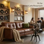 Mid- Modern Chesterfield Square Leather Sofa Set Genuine Leather Upholstered Pillow Back School Park Workshop Basement - Image 2