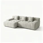 Quilted Grid L-shape Chaise Compressed Sofa,Fabric Frameless Sectional Couch,Vacuum Packed Modern Living Room Sofa