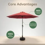 Heavy Duty Patio Umbrella,Waterproof Polyester,Thickened Aluminum Pole,Uv Resistant Outdoor Garden Commercial Sunshade - Image 4