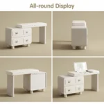 Modern Vanity Desk Drawers Adjustable Makeup Table Led Mirror Mdf Dressing Table Storage Cabinet For Bedroom Hotel Living Room - Image 2