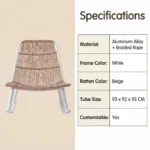 Modern Minimalist Rattan Aluminum Outdoor Furniture Set,Weather Resistant Waterproof Patio Bar Stool Chaise Lounge Coffee Table - Image 5