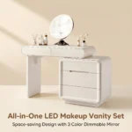 Modern Eco-friendly Durable Vanity Desk Drawers Adjustable Makeup Table Led Mirror Mdf Dressing Table Storage Hotel Living Room