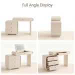 Modern Hotel & Living Room Vanity Desk With Drawers Adjustable Makeup Table Led Mirror Mdf Panel Dressing Table Storage Cabinet - Image 2