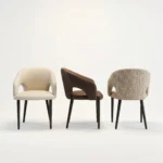 Modern Ergonomic Pu Leather Padded Stackable Dining Chair With Micro-spring Cushion Seat And Metal Legs - Image 2