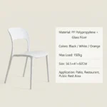 Modern Multicolor Pp Plastic Dining Chairs Stackable Lightweight Durable Portable Leisure Chair Indoor And Outdoor Daily Use - Image 5