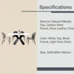 Modern Sintered Stone Dining Table With Carbon Steel Base Rectangular/round/extendable Home & Hotel Dining Room Furniture - Image 5