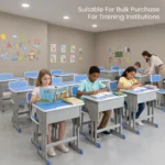 Kids Study Desk And Seat Set,Height Adjustable Student Desk Chair Set,Classroom Study Mdf Workshop - Image 3