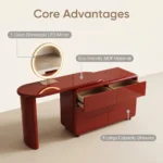 Modern Eco-friendly Vanity Desk Drawers Adjustable Makeup Table Led Mirror Mdf Dressing Table Storage Cabinet Hotel Living Room - Image 4