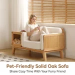 Pet Friendly Chesterfield Sofa Solid Red Oak Frame Linen Fabric Minimalist Design For Apartment Warehouse Use Human Pet Shared - Image 2