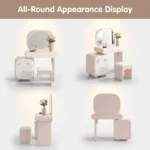 Modern Eco-friendly Vanity Desk Drawers Adjustable Makeup Table Led Mirror Mdf Dressing Table Storage Cabinet Hotel Living Room - Image 2