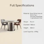 Modern Eco-friendly Sintered Stone Dining Table Carbon Steel Base Rectangular/round/extendable Dining Room Furniture Home Hotel - Image 5