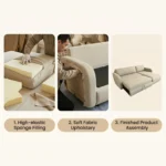 Modern Fabric Pull Out Sofa Bed L Shape Sectional Convertible Sleeper Sofa With Storage Ottoman For Living Room Guest Room - Image 6