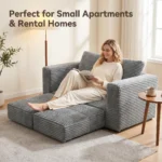Block Convertible Compressed Sofa Bed,Velvet Frameless Straight Sleeper Couch,Vacuum Packed Modern 2-in-1 Sofa - Image 2