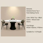 Modern Sintered Stone Dining Table With Carbon Steel Base Rectangular/round/extendable Home & Hotel Use Dining Furniture - Image 5