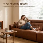 Mid- Modern Genuine Leather Upholstered Sofa Set Square 3-seater With Ash Wood Base - Image 4