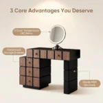 Modern Eco-friendly Vanity Desk Drawers Adjustable Makeup Table Led Mirror Mdf Dressing Table Storage Cabinet Hotel Living Room - Image 4