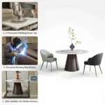 Modern Sintered Stone Dining Table Carbon Steel Base Eco-friendly Durable Hotel Dining Room Furniture - Image 3