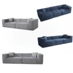 Fixed Style Straight Row Compressed Velvet Fabric Frameless Leisure Sofa Extendable Modular Modern Living Room Sofa Set