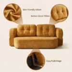Eggshell Transformable Compressible Lazy Sofa Velvet Frameless Straight Sofa Bed Modern Irregular Dual-use Easy Shipping - Image 5