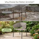 Modern Minimalist Rattan Aluminum Outdoor Furniture Set,Weather Resistant Waterproof Patio Bar Stool Chaise Lounge Coffee Table - Image 6