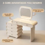 Modern Vanity Desk Drawers Adjustable Makeup Table Led Mirror Mdf Dressing Table Storage Cabinet For Hotel Living Room Bedroom - Image 4