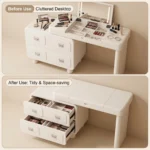 Modern Vanity Desk Drawers Adjustable Makeup Table Led Mirror Mdf Dressing Table Storage Cabinet For Bedroom Hotel Living Room - Image 6