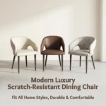 Modern Ergonomic Pu Leather Padded Stackable Dining Chair With Micro-spring Cushion Seat And Metal Legs - Image 3