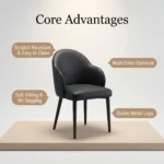 Modern Ergonomic Stackable Foldable Pu Leather Dining Chair With Micro-spring Cushion Seat And Metal Legs For Home & Hotel Use - Image 4