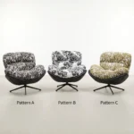Modern Printed Jacquard Chenille Fabric Padded Revolving Lounge Chair With Iron Swivel Base Living Room Leisure Chair - Image 5