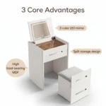 Modern Vanity Desk Drawers Adjustable Makeup Table Led Mirror Eco-friendly Mdf Dressing Table Storage Cabinet Hotel Living Room - Image 4