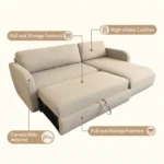Modern Fabric Pull Out Sofa Bed L Shape Sectional Convertible Sleeper Sofa With Storage Ottoman For Living Room Guest Room - Image 2