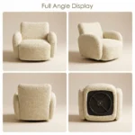 360 Swivel Single Armchair Modern Cream Popcorn Texture Fabric Tufted Accent Chair Easy Assembly For Bedroom - Image 5