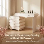 Modern Vanity Desk Drawers Adjustable Makeup Table Led Mirror Mdf Dressing Table Storage Cabinet For Hotel Living Room Bedroom