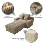 Modern Modular Compression Sectional Sofa Set Extendable Tufted Velvet Design With Cup Holders - Image 5