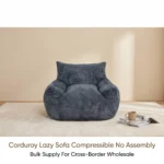 Modern Cotton Linen Modular Lazy Sofa Set Tufted Extendable Reclining Frameless Single Lounge Chair With Easy Care Comfort - Image 2